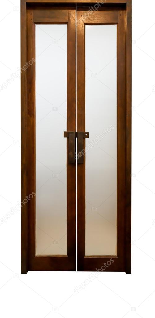 wooden door on white background