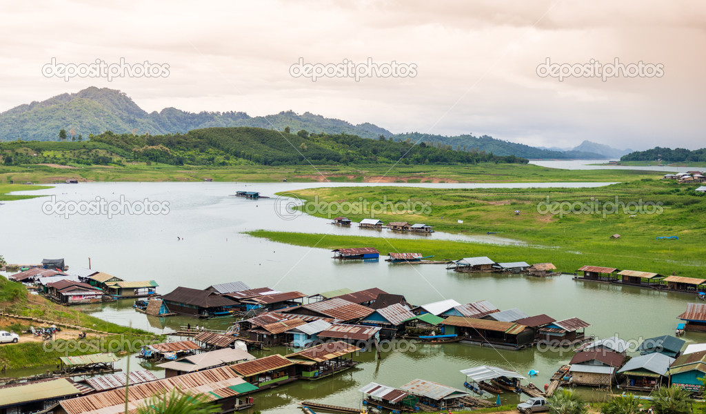 The floating village and mountain