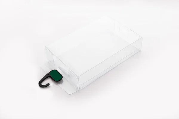 Box of transparent plastic on a white background — Stock Photo, Image