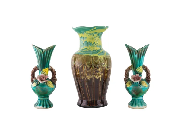 Dekorativ keramik vas isolerade — Stockfoto