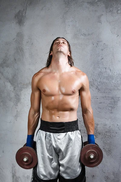 Tired boxer resting from work out — Stock Photo, Image