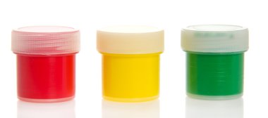 kavanoz, parlak boyalar, üzerinde beyaz izole kapatmak