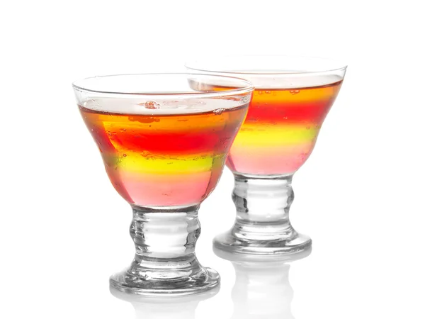 Deux verres avec la gelée de fruits lumineux — Photo