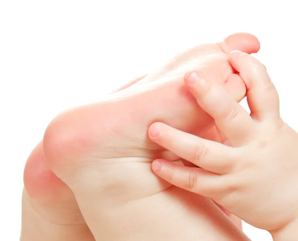 어린이 발 및 손에 흰색 절연 — 스톡 사진