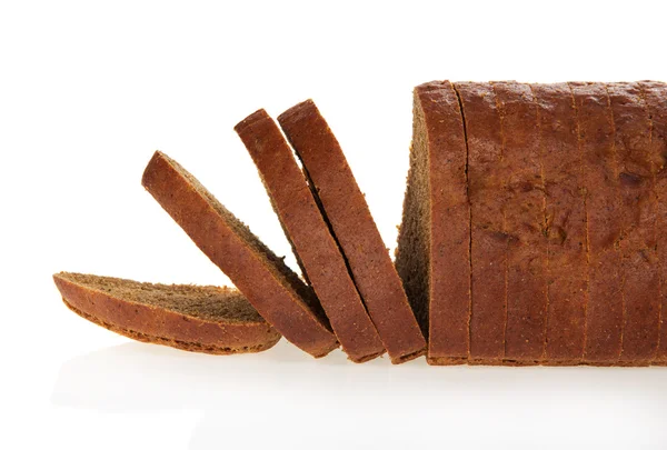 The rye bread slices isolated on white. — Stock Photo, Image