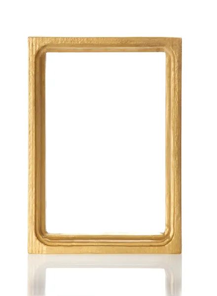 Cornice in oro per le immagini o le foto, isolata su bianco — Foto Stock