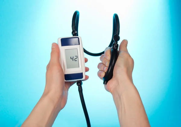 The person supervising a blood pressure by a tonometer — Stock Photo, Image