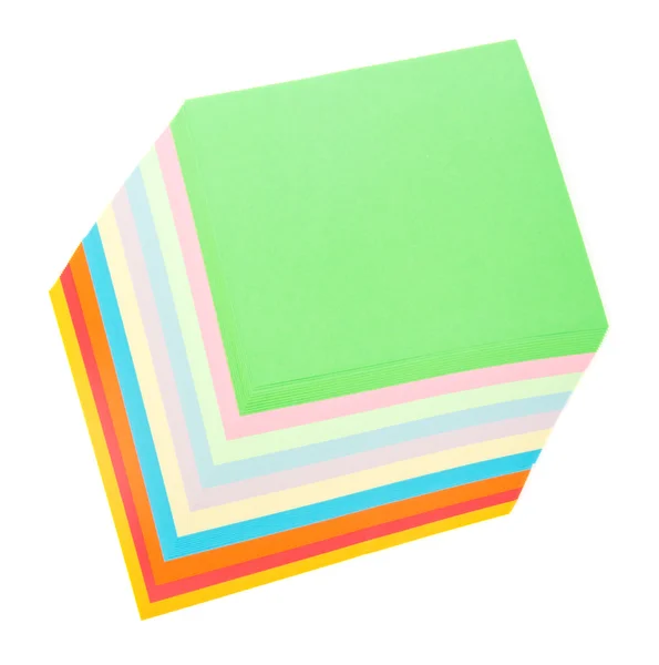 Renkli kağıt üzerinde beyaz izole — Stok fotoğraf