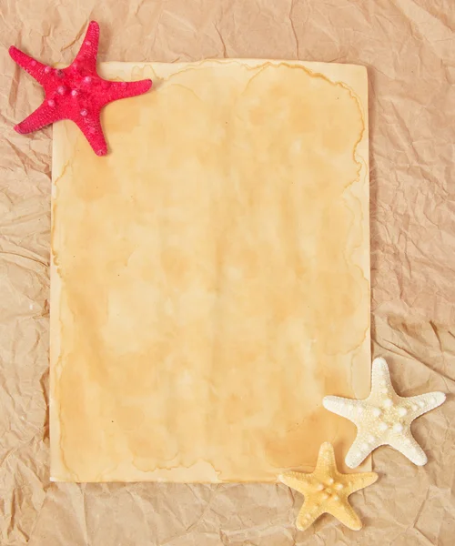 The card decorated with starfishes — Stock Photo, Image