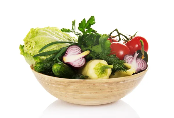 Onions, cucumbers, pepper, tomatoes, cabbage, the greens — Stock Photo, Image