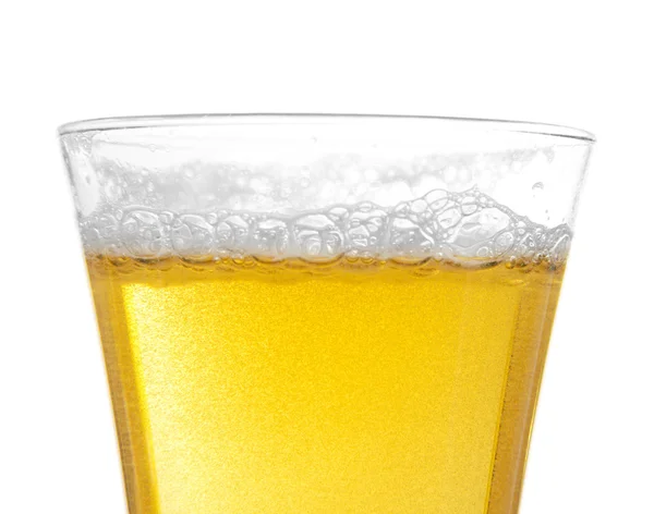Ποτήρι μπύρα με αφρό και φιαλίδια — Φωτογραφία Αρχείου