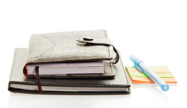 Dagbok, anteckningar, KLADDPAPPER och handtaget isolerad på vit — Stockfoto