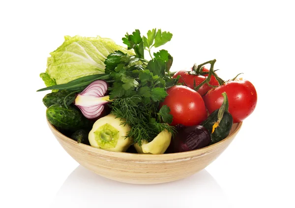 Pepper, tomatoes, cucumbers, onions, greens, the cabbage — Stock Photo, Image