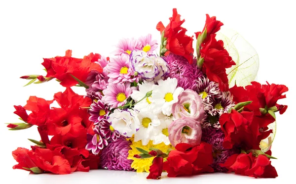Parlak çiçekler üzerinde beyaz izole grup — Stok fotoğraf