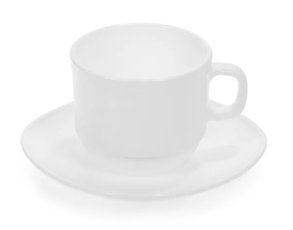 Cup with a saucer close up, isolated on white — Stock Photo, Image