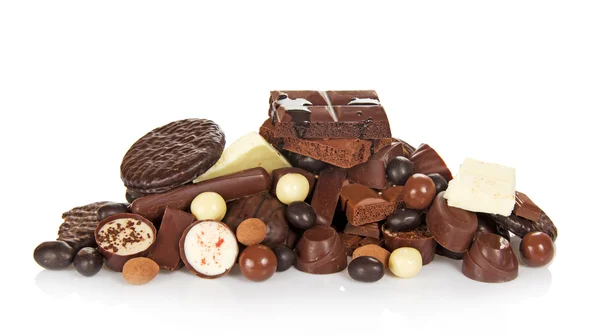 Různé čokolády, sladká jídla — Stock fotografie