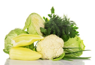 lahana, tatlı biber, yeşil soğan, maydanoz ve dereotu