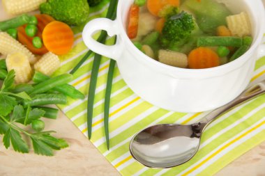 görünümü bir pot sıcak sebzeli çorba çorba