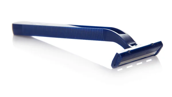 The blue disposable safety razor isolated on white — Stock Photo, Image