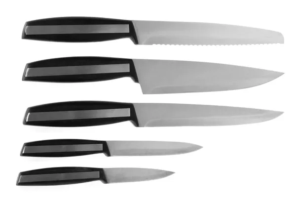 Collection of the kitchen knifes isolated on white — Stock Photo, Image