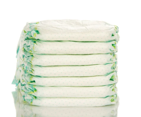 Heap of the disposable diapers isolated on white — Stock Photo, Image