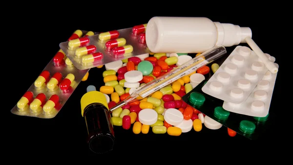 Pills and medicine closeup — Stock Photo, Image