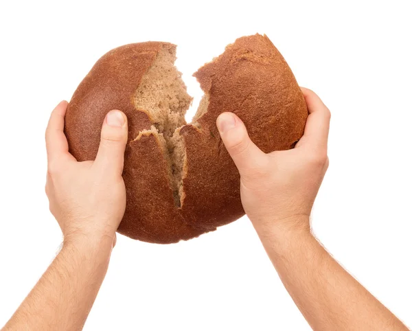 Pan en manos masculinas — Foto de Stock