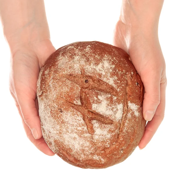 Leckeres Brot in Händen — Stockfoto