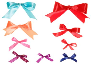 Set of colorful gift bows with ribbons