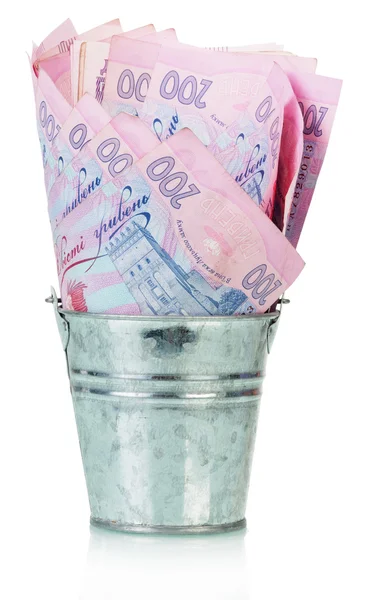 Bucket with Money — Stock Photo, Image