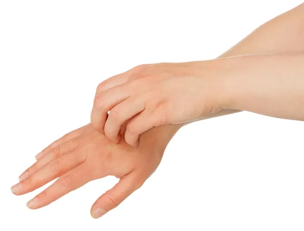 Hands scratching skin — Stock Photo, Image