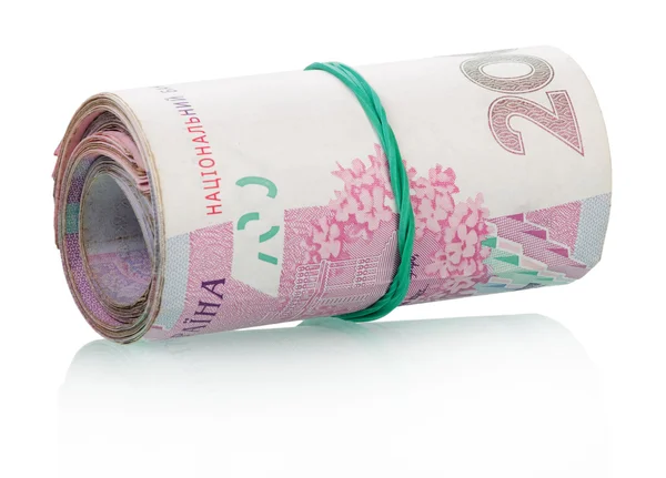 Oekraïense geld in een roll — Stockfoto