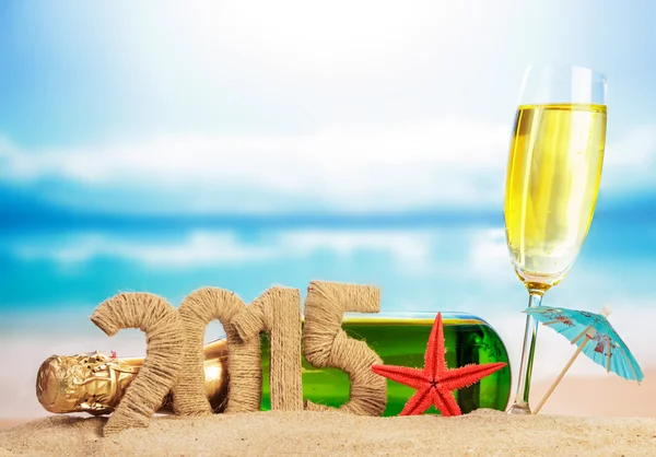 Šampaňské a nový rok znamení — Stock fotografie