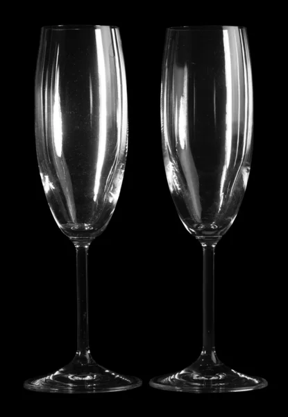 Iki boş şampanya bardağı — Stok fotoğraf