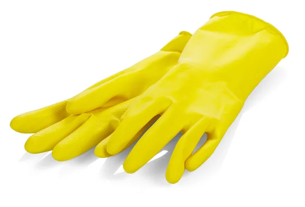 Yellow latex gloves — Stock Photo, Image