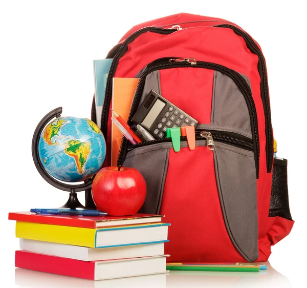 School Backpack with school supplies — Stock Photo, Image