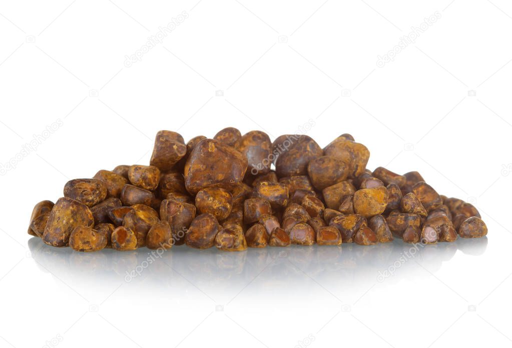 Cholelithiasis (gallstones) with gallbladder disease after cholecystectomy isolated on white background