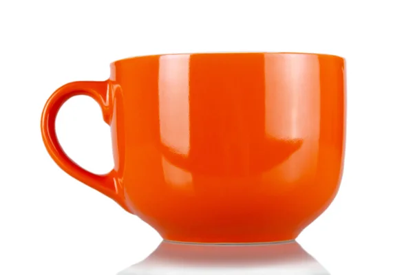 Красива Велика Апельсинова Чашка Бульйону Ізольована Білому Тлі Ліцензійні Стокові Фото