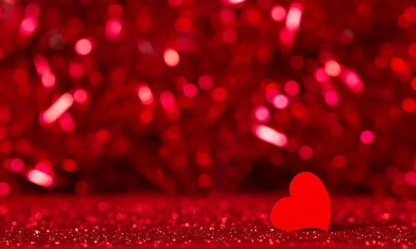 Valentinstag Romantisches Bild Rottönen Und Herz Auf Bokeh Hintergrund Stockbild
