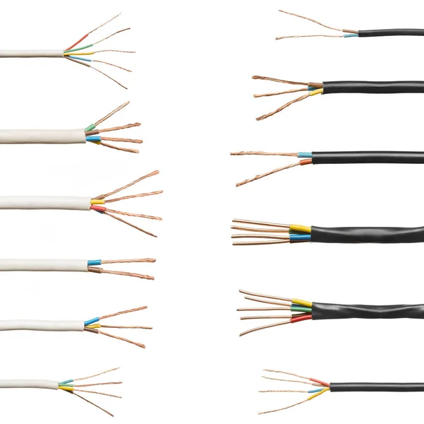 Conjunto Cables Con Número Diferente Núcleos Para Diferentes Voltajes Aislados Fotos de stock libres de derechos