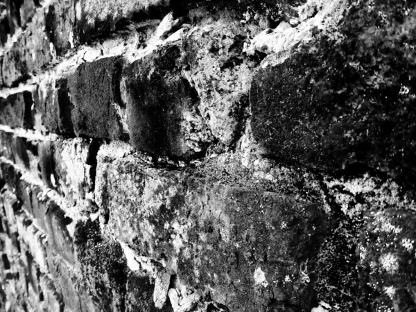 Mur de brique en noir et blanc — Photo