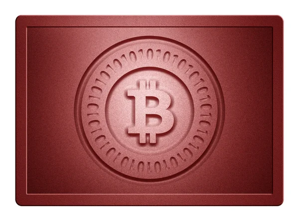 Płyta czerwony metalik bitcoin — Zdjęcie stockowe