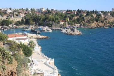 View of harbour bay in Antalya Turkey. Mediterrian sea in summer holidays.