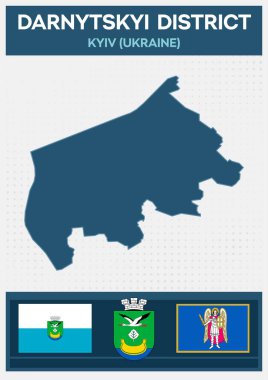 Darnytskyi Bölgesi Minimalist Haritası, Kyiv, Ukrayna