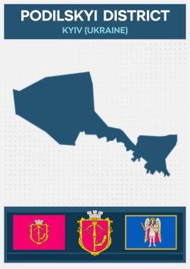 Podilskyi Bölgesi Minimalist Haritası, Kyiv, Ukrayna