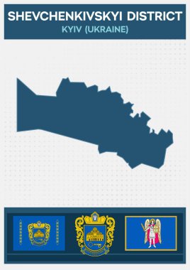 Shevchenkivskyi ilçesinin minimalist haritası, Kyiv, Ukrayna