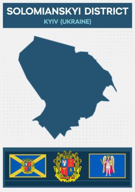 Solomianskyi Bölgesi Minimalist Haritası, Kyiv, Ukrayna