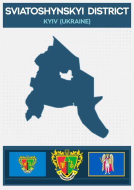 Sviatoshynskyi ilçesinin minimalist haritası, Kyiv, Ukrayna