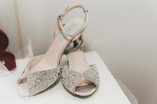 Brcko Bosnia Herzegovina 2019 Closeup Pair Wedding Shoes — 스톡 사진