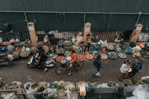 Noi Vietnam Marzo 2021 Una Vista Superior Mercado Casco Antiguo — Foto de Stock